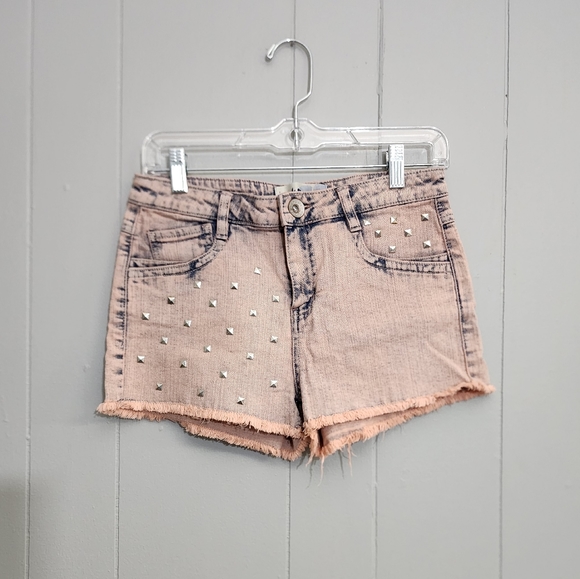Jolt Pants - Jolt Studded Light Coral Fringe Shorts Grunge Streetwear Size 5